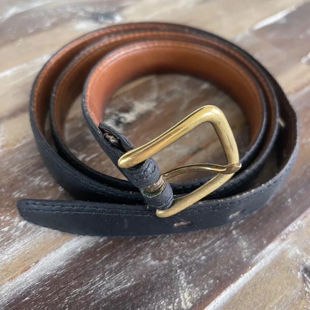 Oleg Cassini Vintage Glove Leather Black Belt Size 38